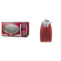 Nostalgia Retro Countertop Microwave Oven - Large 800-Watt - 0.9 cu ft - 12 Pre-Programmed Cooking Settings - Digital Clock & Hamilton Beach Electric Automatic Can Opener