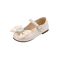 Girls Marry Jane Shoes Kids Flat Sole Faux Leather Dance Shoes Baby Pricess Buckle Comfy Bowknot Dress Shoes