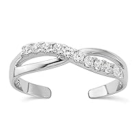 925 Sterling Silver Rhodium Plated CZ Cubic Zirconia Simulated Diamond Toe Ring Jewelry for Women