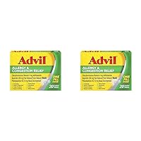 Advil Allergy and Congestion Relief Tablets, Pain Reliever, Fever Reducer and Allergy Relief with Ibuprofen, Phenylephrine HCl and Chlorpheniramine Maleate 4 mg - 20 Coated Tablets (Pack of 2)