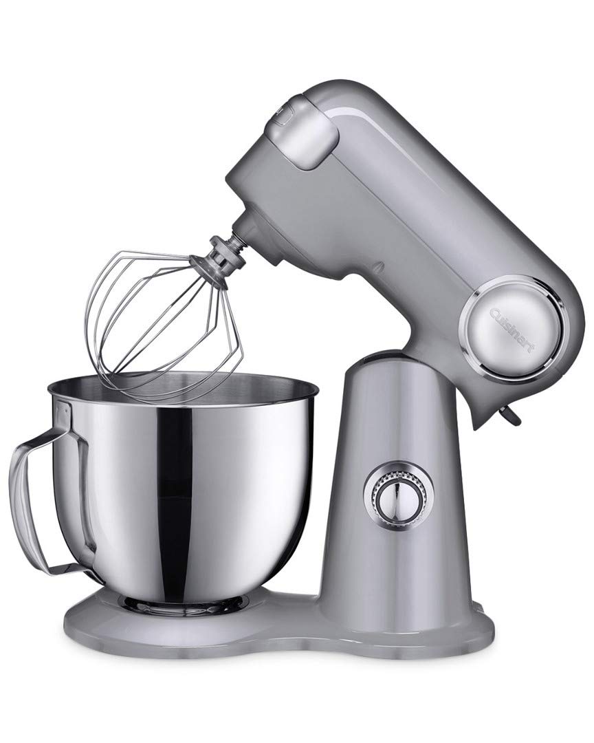 Cuisinart Stand Mixer, 12 Speeds, 5.5-Quart Mixing Bowl, Chef's Whisk, Flat Mixing Paddle, Dough Hook, and Splash Guard with Pour Spout, Silver Lining, SM-50BC, Silver Lining