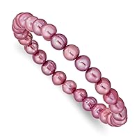6 7mm Rose Freshwater Cultured Pearl Stretch Bracelet Jewelry for Women