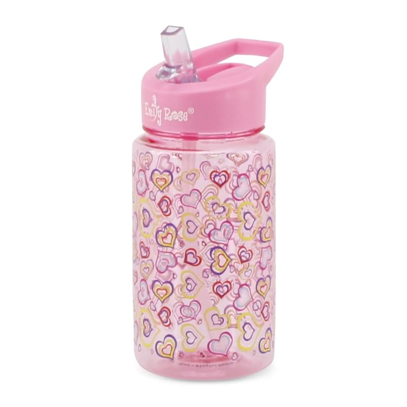 Emily Rose Kids Girls Clear Reusable Leak Proof 16 oz Water Bottle | BPA-Free, Spill-Proof, Ideal for School, Travel, Sports | Sturdy Carry Handle