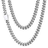 ChainsHouse Stainless Steel Mens Cuban Link Chain, Black/18K Gold Miami Cuban Chain Necklace, 5/7/9mm/12mm Width, No Tarnish& Durable Hip Hop Mens Jewelry, 18