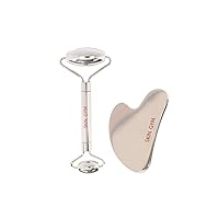 Skin Gym Facial Roller and Gua Sha Workout Set for Wrinkles and Fine Lines Anti-Aging Face Lift Skin Care Beauty Tool