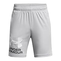 Under Armour Boys' Tech Logo Shorts, (011) Mod Gray / / White, Large