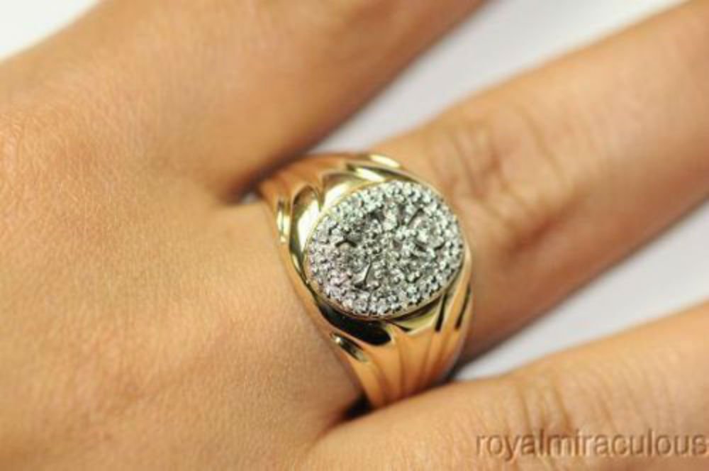 Rylos Mens Rings 14K Yellow Gold - Mens Gold Ring Diamond White Gold Rings For Men Mens Jewelry Gold Rings