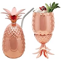 14 oz Pineapple Copper Plated Stainless Steel Cocktail Bar Standing Tumbler Mug Cup | Bar ware Kitchen | Drinking Party Cup