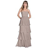 Tiered Prom Dresses for Women 2024 Ruffle Chiffon Bridesmaid Dresses Layers Sweetheart Evening Formal Gown
