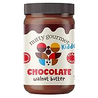 Nutty Gourmet Chocolate Spread - Omega-3 Walnut Butter, Low Sugar, Non-GMO, Vegan, Peanut Free Nut Butter, Gluten Free, Dessert Topping, Breakfast Protein Snack (16oz, 1 Pack)