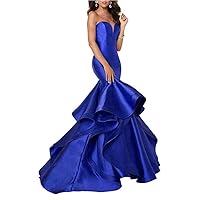 Women's Strapless Tiered Prom Dresses Sweetheart Mermaid Evening Party Dress