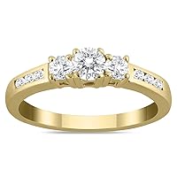 Diamond Three Stone Ring Available in 10K Yellow Gold (1/2ctw - 1 1/2ctw)
