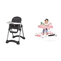 Solid Times High Chair for Babies and Toddlers in Black, Multiple Recline & 2-in-1 Aloha Fun Baby Walker in Pink, Easily Convertible Baby Walker