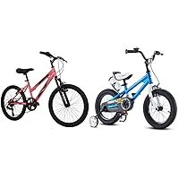 Huffy Kids Hardtail Mountain Bike & RoyalBaby Freestyle Kids Bike 14 Inch Childrens Bicycle with Training Wheels Toddlers Boys Girls Beginners Ages 3-5 Years, Blue