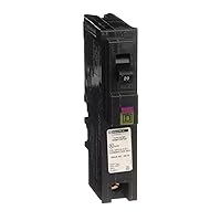 Square D - HOM120PDFC Homeline Plug-On Neutral 20 Amp Single-Pole Dual Function (CAFCI and GFCI) Circuit Breaker, ,
