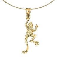 14K Yellow Gold 3D Frog Pendant with 18