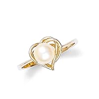 GOLD HEART SHAPED PEARL RING - Gold Purity:: 10K, Ring Size:: 5.25