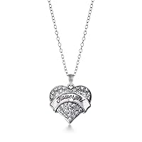 Inspired Silver - Silver Pave Heart Charm 18 Inch Necklace with Cubic Zirconia Jewelry