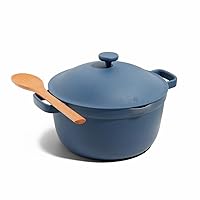 Our Place Perfect Pot - 5.5 Qt. Nonstick Ceramic Sauce Pan with Lid | Versatile Cookware for Stovetop and Oven | Steam, Bake, Braise, Roast | PTFE and PFOA-Free | Toxin-Free, Easy to Clean | Blue Salt