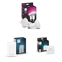 White & Color Ambiance BR30 LED Smart Bulbs, 2 Bulbs (578096) & Smart Dimmer Switch, 1-Pack & Bridge, Unlocks Full Suite of Features