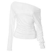Womens Tops Dressy Women's Cross Wrap Ruched Plunge Sexy Deep V Neck Slim Fit Long Sleeve Short Sleeve T Shirt Tunic Tops Tee