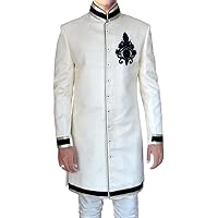 Sherwani for Men Off White Indo Western Indian Wedding Clothes for Men IN3781 Off White