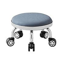 Round Rolling Swivel Massage Salon with Wheels,Adjustable Hydraulic Stools PU Leather Bar Stool Office Shop Stool with Footrest Tattoo Facial Spa Stools Brown (Gray Small)
