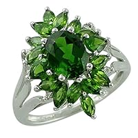 Carillon Chrome Diopside Oval Shape 8X6MM Natural Earth Mined Gemstone 925 Sterling Silver Ring Unique Jewelry for Women & Men
