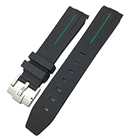 for Rolex Submariner Hulk GMT Milgauss Yacht Master Deepsea Rubber Watchband 19mm 20mm 21mm 22mm Silicone Strap (Color : Black Green, Size : 19mm Rose Buckle)