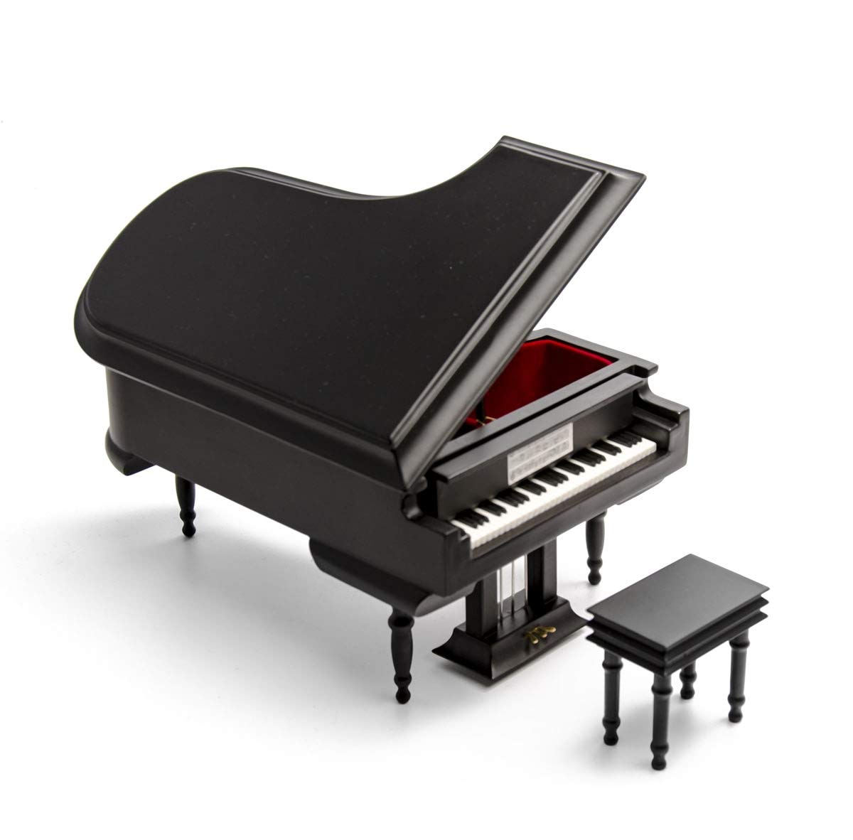 Sophisticated 18 Note Miniature Musical Matte Black Grand Piano with Bench - Many Songs to Choose - Here Comes Santa Clause