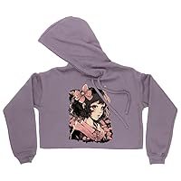 Anime Girl Women's Cropped Hoodie - Cute Cropped Hoodie - Cute Design Hooded Sweatshirt