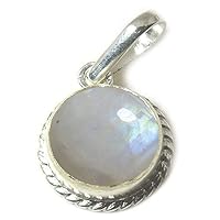 CHOOSE YOUR COLOR 6 Carat Round Shape Natural Rainbow-Moonstone Gemstones Silver Pendant Locket
