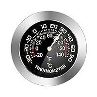 Thermometer， Car Temperature/Humidity Detector Meter Tester-Gauge Dial Type Mini Mechanical Metal Analog Thermometer/Hygrometer
