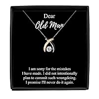 I'm Sorry Old Man Necklace Pardon Gift Meaningful Present For The Mistakes I Have Made Quote Pendant Jewelry Sterling Silver With Box