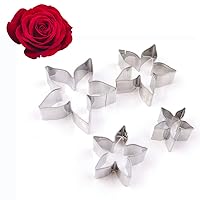4 Pcs Stainless Steel Rose Mold Rose Calyx Biscuit Mold Birthday Cake Petal Leaf Veiner Decorating Kitchen Tool