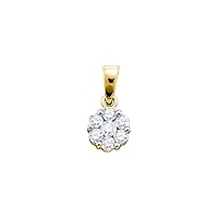 14K Yellow Gold Diamond Flower Necklace Pendant 1.00 Ctw.
