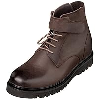 CALTO Men's Invisible Height Increasing Elevator Shoes - Leather Lace-up Work-Style Casual Boots - 3.2 Inches Taller