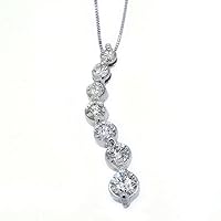 14k White Gold Diamond Journey Pendant 1.58 Carats