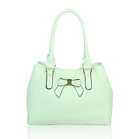 Women's Elegant Soft PU Leather Top-Handle Multi-Compartment Fashion Handbag Shoulder Tote Shopper Hobo Bag With Bow Detail