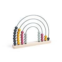 Bigjigs Toys FSC Certified Rainbow Abacus - Eco Wooden Abacus for Kids & Toddlers, 32 Food-Grade Silicone Beads, Early Development & Activity Toys, Quality Counting Toys