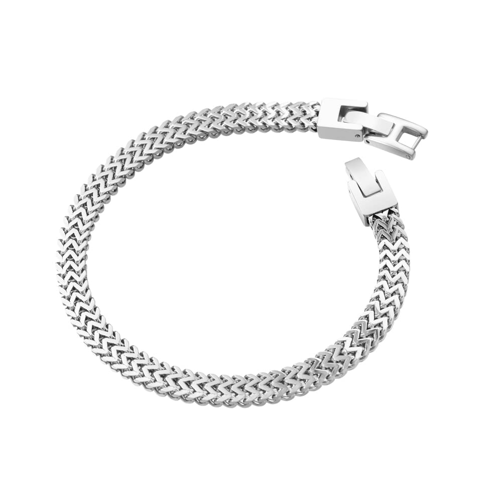 Geoffrey Beene Men’s Stainless Steel Double Franco Chain Bracelet with Extension