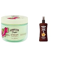 Hawaiian Tropic After Sun Body Butter with Coconut Oil, 8oz | After Sun Lotion & Island Tanning Oil Spray Sunscreen SPF 6, 8oz | Tanning Sunscreen, Tanning Oil