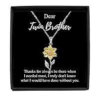 Thank You Twin Brother Necklace Appreciation Gift Gratitude Present Idea Thanks For Always Be There Quote Jewelry Sterling Silver With Box