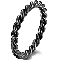 Jude Jewelers 3mm Width Stainless Steel Braided Wire Rope Style Stacking Wedding Band Ring