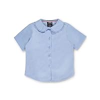 French Toast Little Girls' S/S Peter Pan Lace Trim Blouse (Sizes 4-6X) - Blue