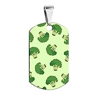 Green Broccoli Pet ID Tag Personalized Stainless Steel Dog Tags Funny Printed Cat Collar Tags Accessories