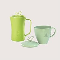 Vieco Tea Mug and Coffee Mug Set, Supreme Quality Eco Drinkware with Handle and Lid Made of Sustainable Material