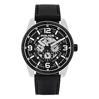 Police Watches Lawrence Mens Analog Japanese Automatic Watch with Leather Bracelet PL.15663JSTB-02