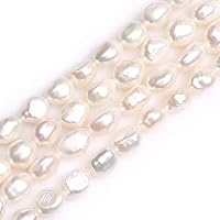 GEM-Inside Freshwater Pearl Gemstone Loose Beads Natural 9-10X10-12mm Freeform White Energy Power Beads for Jewelry Making 15