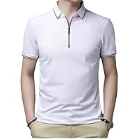 Men's Short Sleeved Zipper Polo Shirt Casual Solid Business Sports Tops